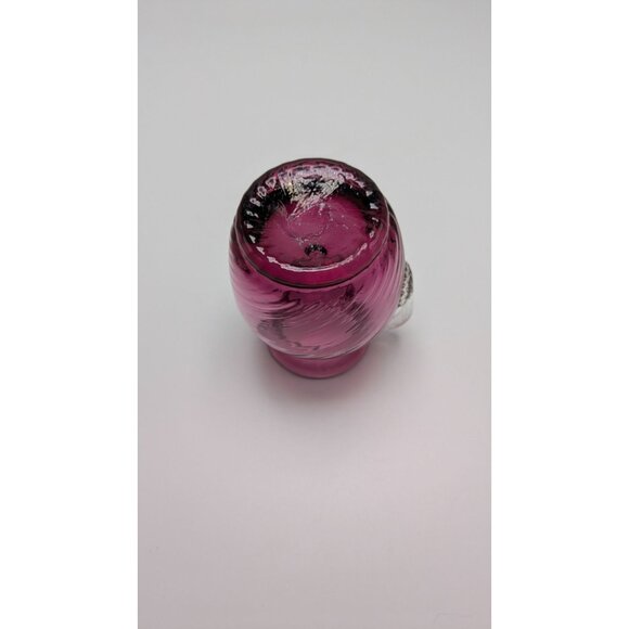 Pilgrim Glass Cranberry Hand Blown Twisted Ribbed Art Glass Pitcher Creamer - Picture 7 of 9